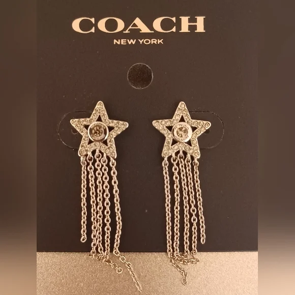 Coach Silver Star Chain Earrings - Picture 3 of 3